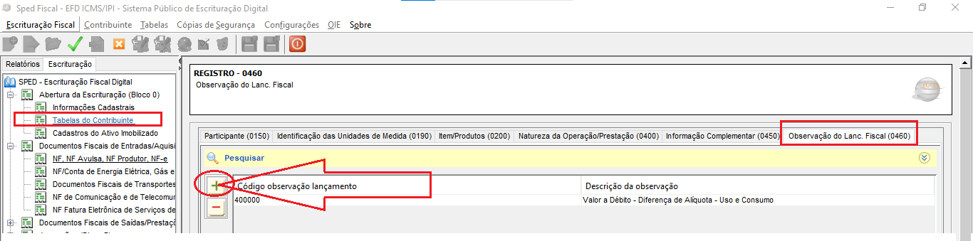 Registro 0460 sped icms